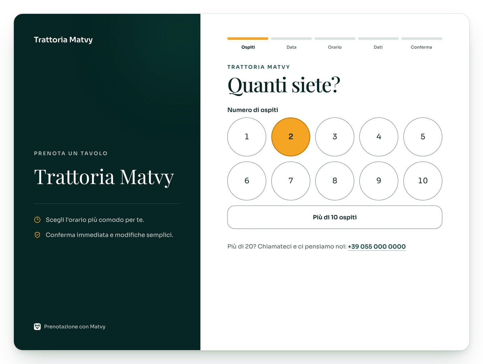 La pagina di prenotazione Matvy su un computer